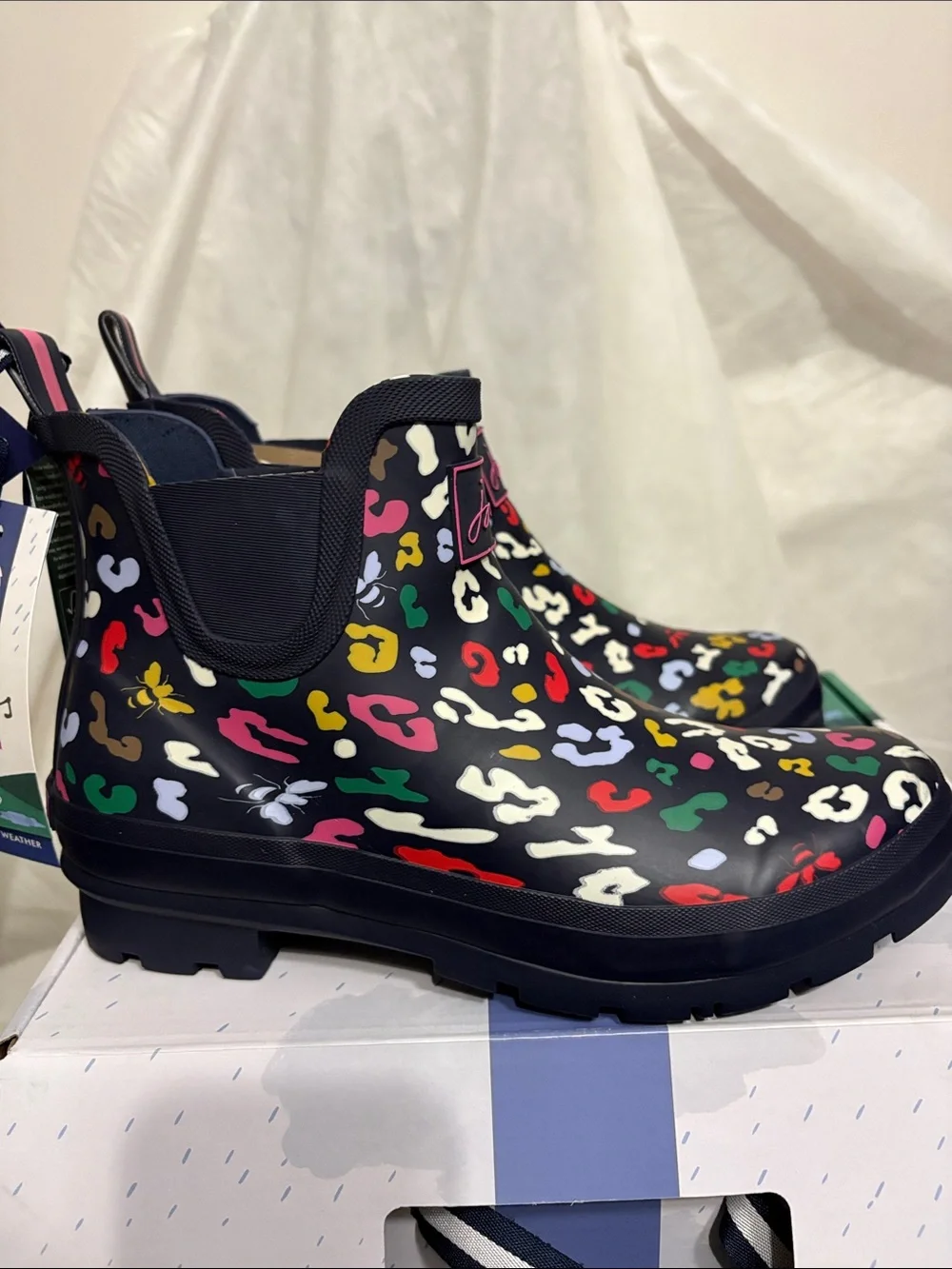 Joules Multicolor Leopard Rain Boots size US 9 NWT